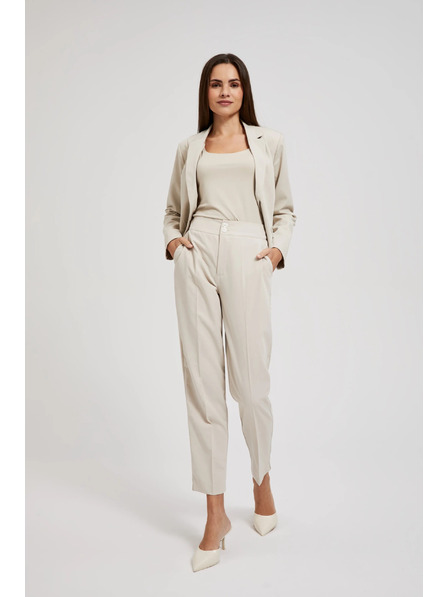 Moodo Hladké kalhoty cigaretové béžové Moodo