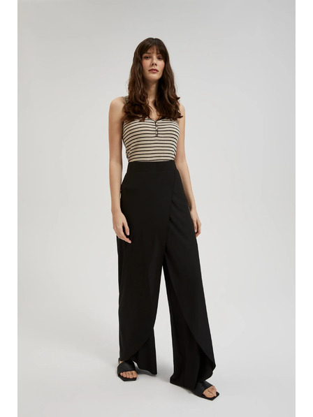 Moodo Černé kalhoty s širokými nohavicemi Moodo