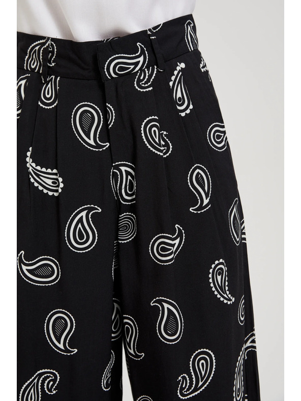 Moodo Černé kalhoty s jemným vzorem Moodo