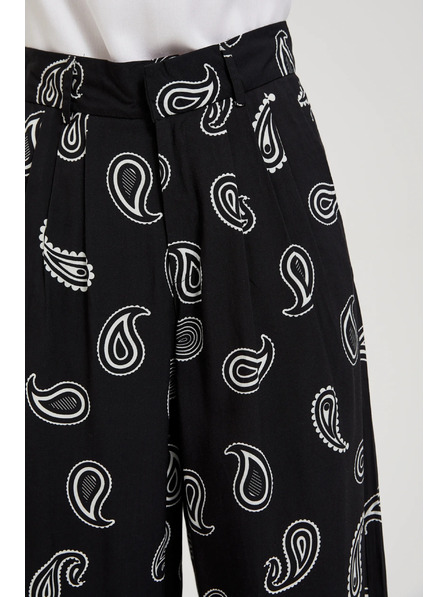 Moodo Černé kalhoty s jemným vzorem Moodo