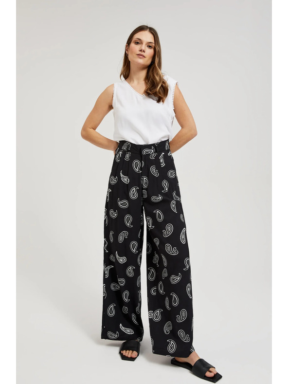 Moodo Černé kalhoty s jemným vzorem Moodo