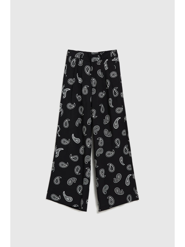 Moodo Černé kalhoty s jemným vzorem Moodo