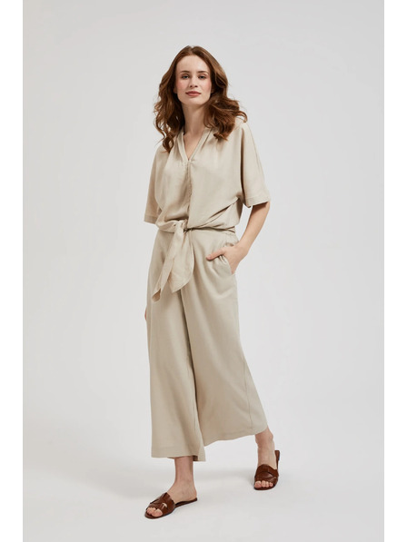 Moodo Lněné kalhotové sukně béžové Moodo