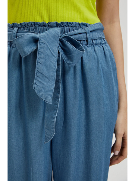 Moodo Modré lyocellové kalhoty se širokými nohavicemi Moodo