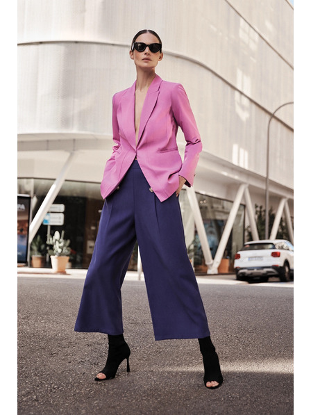 Moodo Fialové kalhoty s ozdobnými knoflíky Moodo