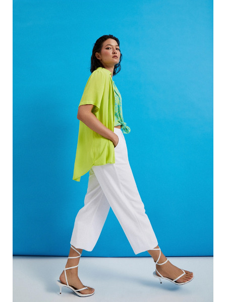 Moodo Hladké viskózové kalhoty bílé Moodo