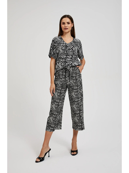 Moodo Černé kalhotové sukně se vzorem Moodo