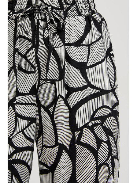 Moodo Viskózové kalhoty s rovnými nohavicemi černo-bílé Moodo