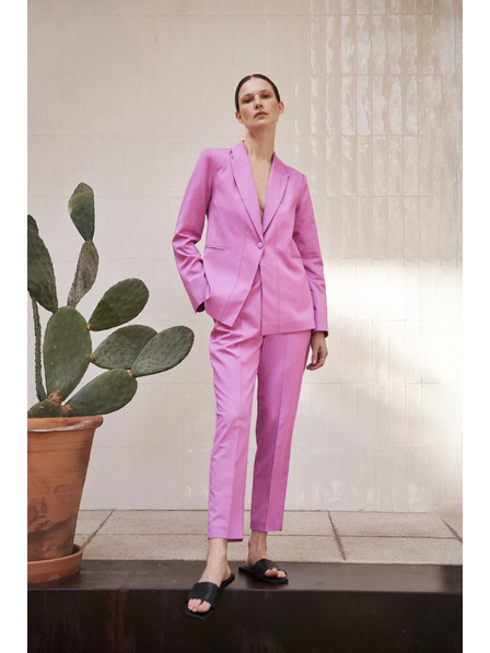 Moodo Společenské růžové kalhoty do záhybu Moodo