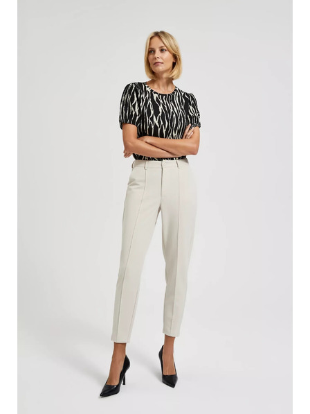 Moodo Elegantní béžové kalhoty se zúženými nohavicemi a kapsami Moodo