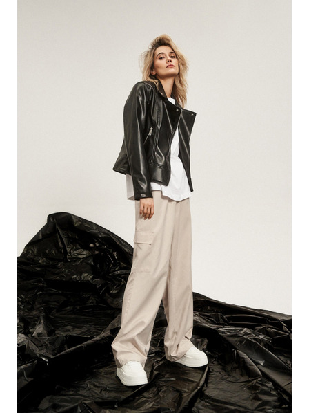 Moodo Béžové cargo kalhoty s rovnými nohavicemi Moodo