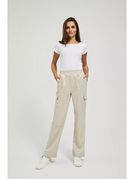Moodo Béžové cargo kalhoty s rovnými nohavicemi Moodo