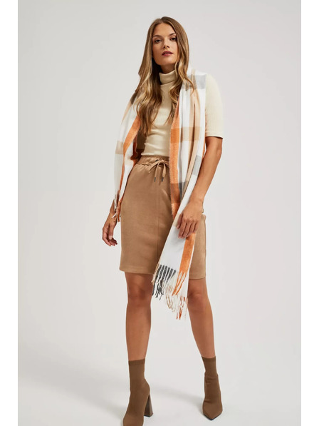 Moodo Šála v kostce s třásněmi oranžová Moodo