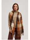 Moodo Elegantní šátek kostkovaný hnědý Moodo