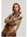 Moodo Elegantní šátek kostkovaný hnědý Moodo