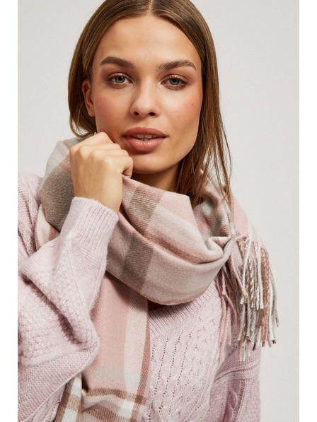 Moodo Šála v kostce s třásněmi pudrově růžová Moodo