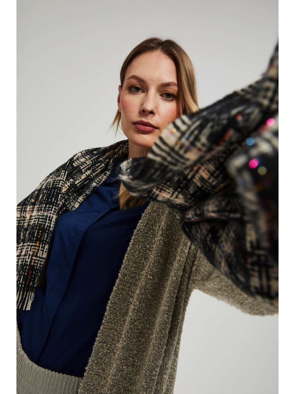 Moodo Šála v kostce s metalickou nitkou černá Moodo