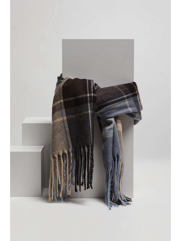 Moodo Šála v kostce s třásněmi hnědá Moodo