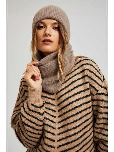 Moodo Hnědý nákrčník s metalickým vláknem Moodo