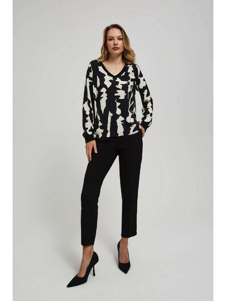 Moodo Vzorovaná košile s výstřihem do V černá Moodo