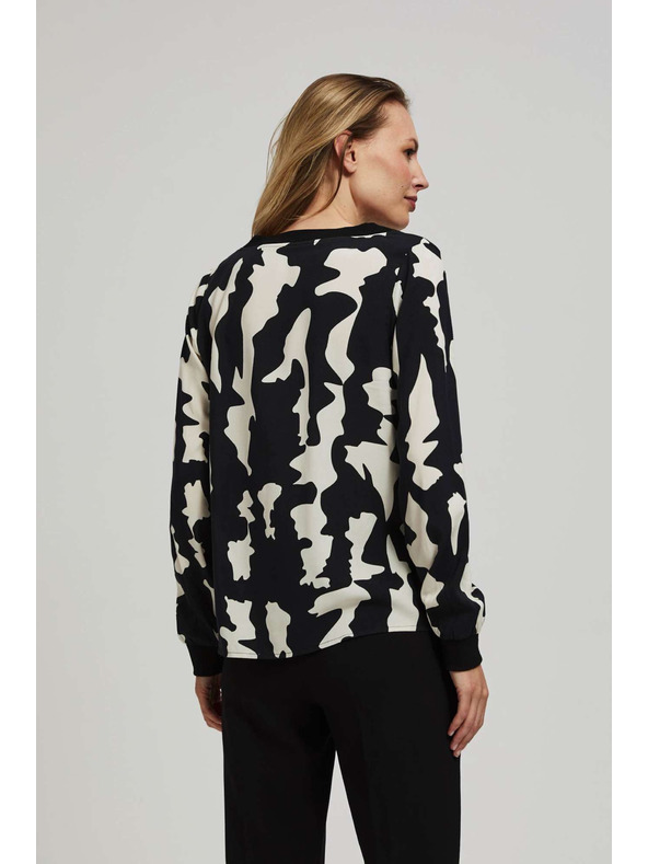 Moodo Vzorovaná košile s výstřihem do V černá Moodo