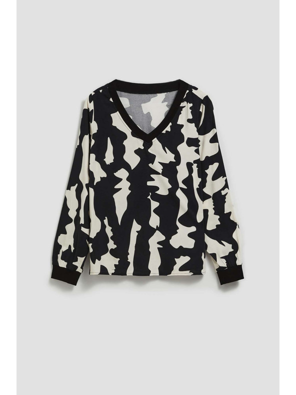 Moodo Vzorovaná košile s výstřihem do V černá Moodo