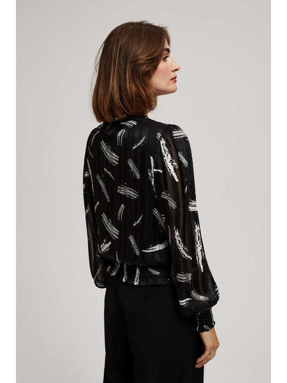 Moodo Černá košile Moodo s vázaným výstřihem