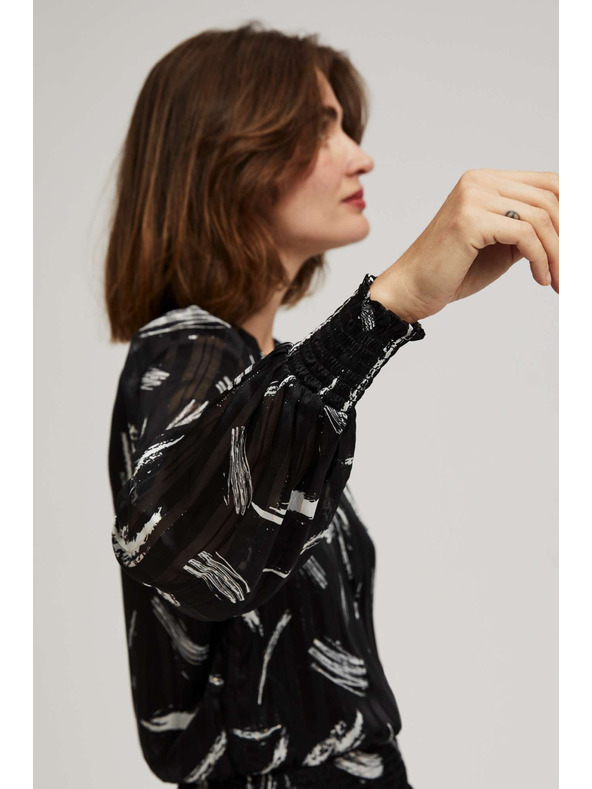 Moodo Černá košile Moodo s vázaným výstřihem