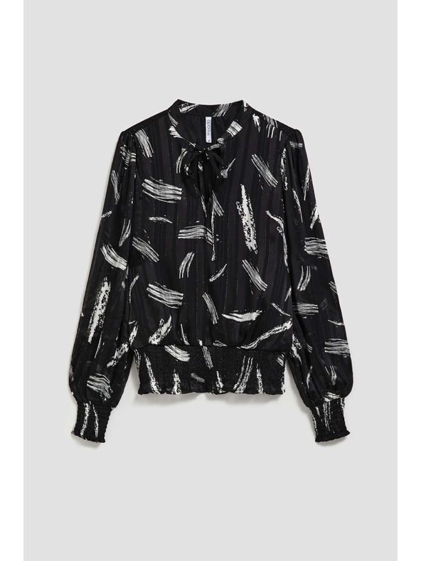 Moodo Černá košile Moodo s vázaným výstřihem