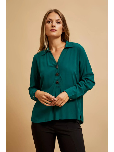 Moodo Košile s výstřihem do V smaragdová Moodo