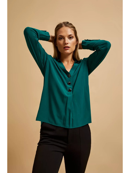 Moodo Košile s výstřihem do V smaragdová Moodo