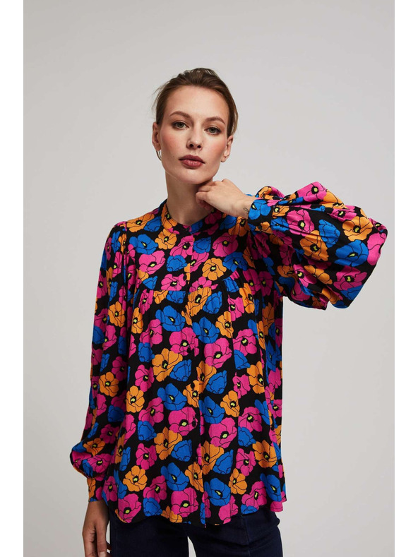 Moodo Černá květinová košile Moodo