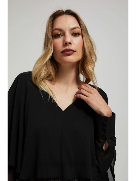 Moodo Košile s volány a výstřihem do V černá Moodo