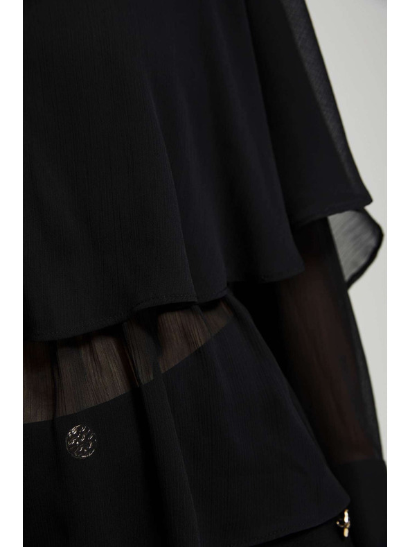 Moodo Košile s volány a výstřihem do V černá Moodo