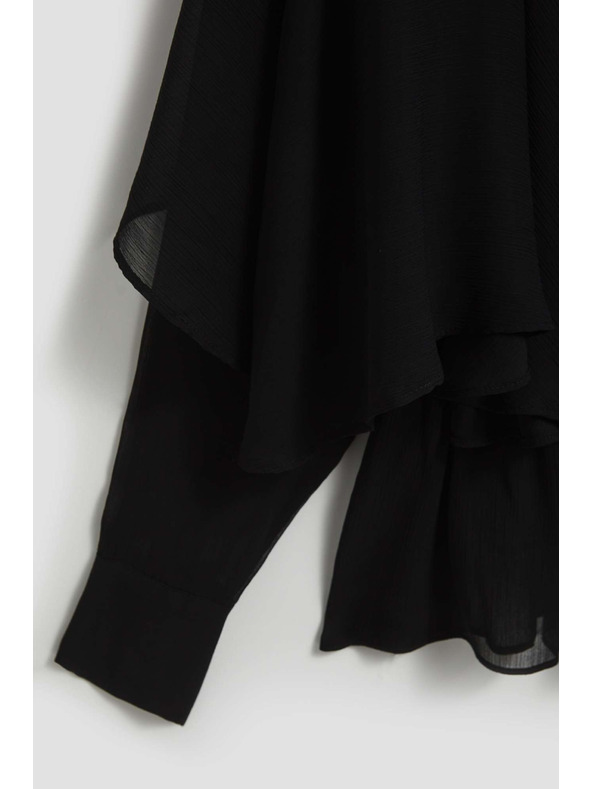 Moodo Košile s volány a výstřihem do V černá Moodo