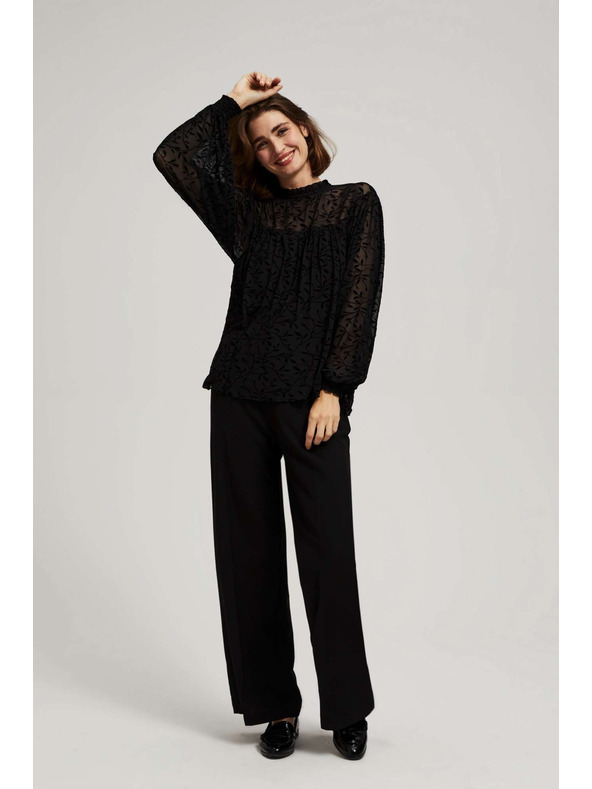 Moodo Černá košile s nabíranými rukávy Moodo