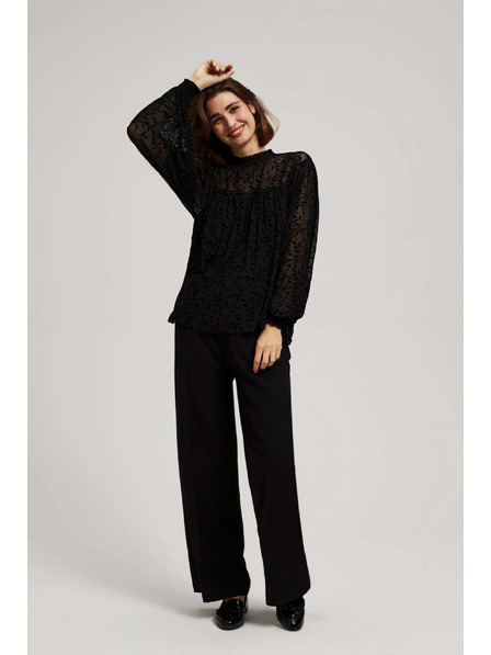 Moodo Černá košile s nabíranými rukávy Moodo