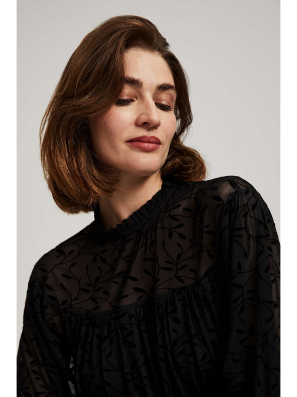 Moodo Černá košile s nabíranými rukávy Moodo