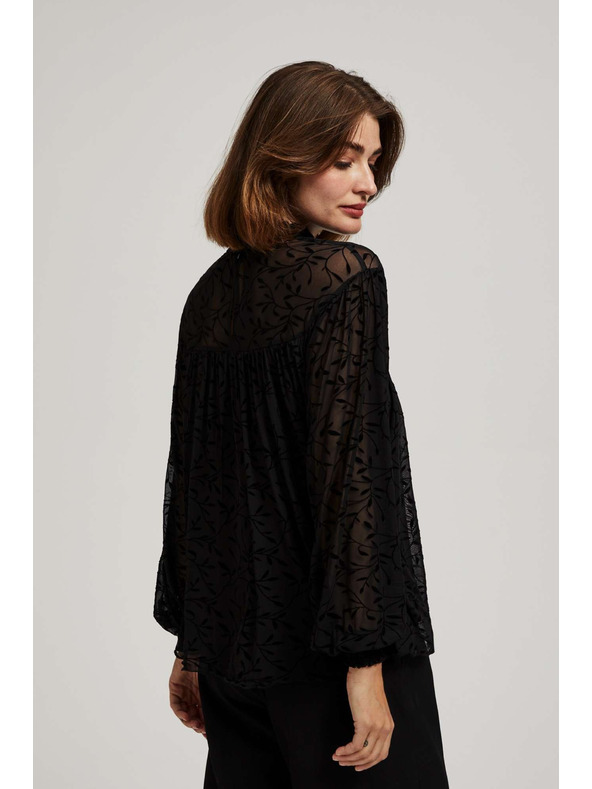 Moodo Černá košile s nabíranými rukávy Moodo