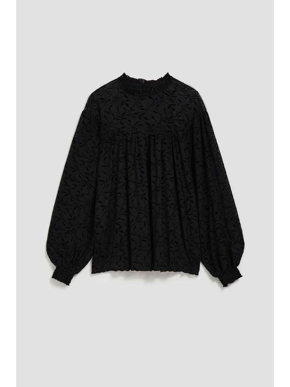 Moodo Černá košile s nabíranými rukávy Moodo