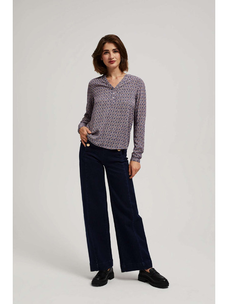 Moodo Vzorovaná košile s výstřihem do V světle modrá Moodo