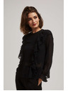 Moodo Černá košile s volány a dlouhými rukávy Moodo
