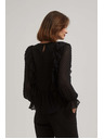 Moodo Černá košile s volány a dlouhými rukávy Moodo