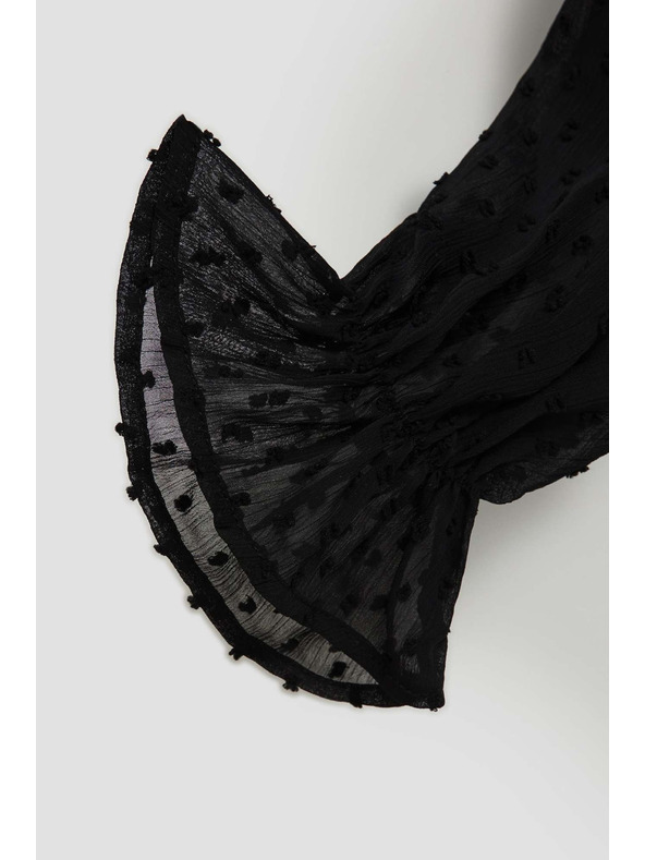 Moodo Černá košile s volány a dlouhými rukávy Moodo