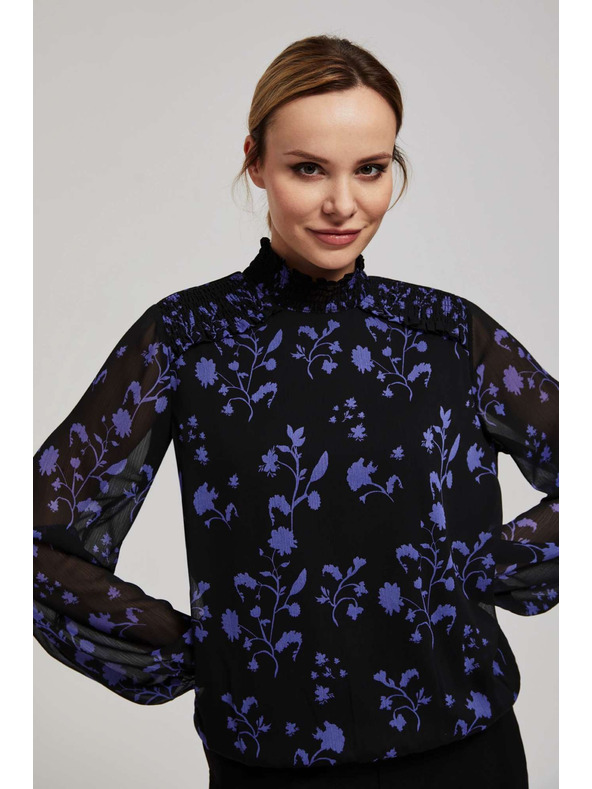 Moodo Černá košile s květinovým vzorem Moodo