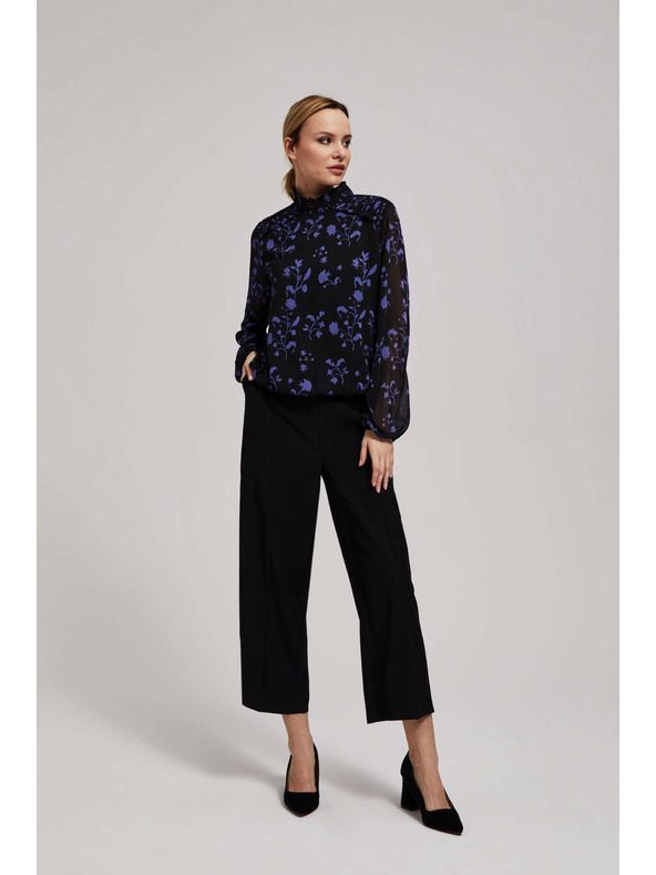 Moodo Černá košile s květinovým vzorem Moodo