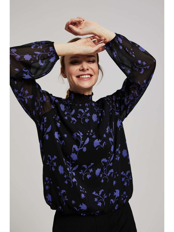 Moodo Černá košile s květinovým vzorem Moodo