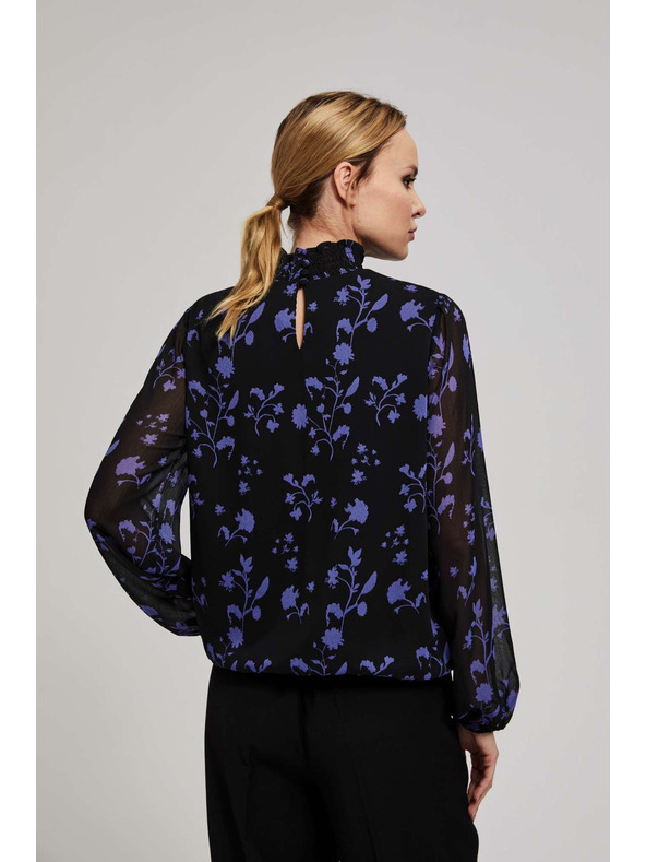 Moodo Černá košile s květinovým vzorem Moodo