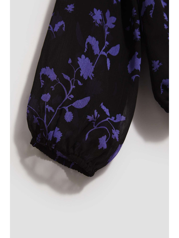 Moodo Černá košile s květinovým vzorem Moodo