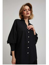 Moodo Černá halenka s ozdobnými knoflíky a nafouklými rukávy Moodo